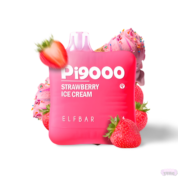 Elf Bar Pi9000 Strawberry Ice Cream (Клубничное Мороженое) Одноразовая электронная сигарета 960007 фото