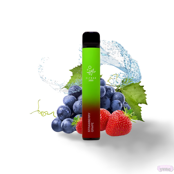 Elf Bar 2000 Strawberry Grape (Клубника Виноград) Одноразовая электронная сигарета 900010 фото