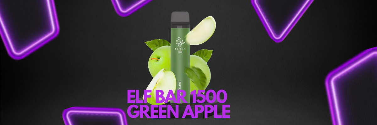 Elf Bar 1500 со вкусом зеленого яблока – освежающий вкус с легкой кислинкой для ярких впечатлений.