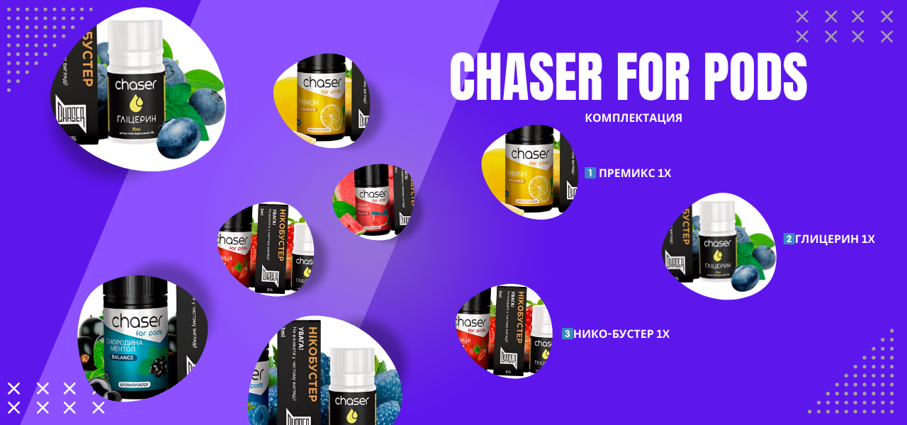 Комплектация жидкость chaser for pods salt :